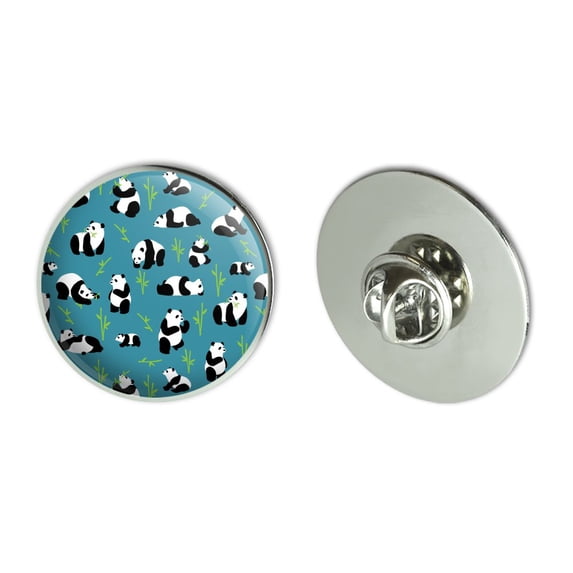 Panda and Bamboo Pattern Metal 1.1" Tie Tack Hat Lapel Pin Pinback