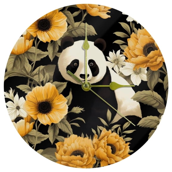 Panda sunflowers Circular Acrylic Wall Clock - Stylish Home Decor for a Timeless Look