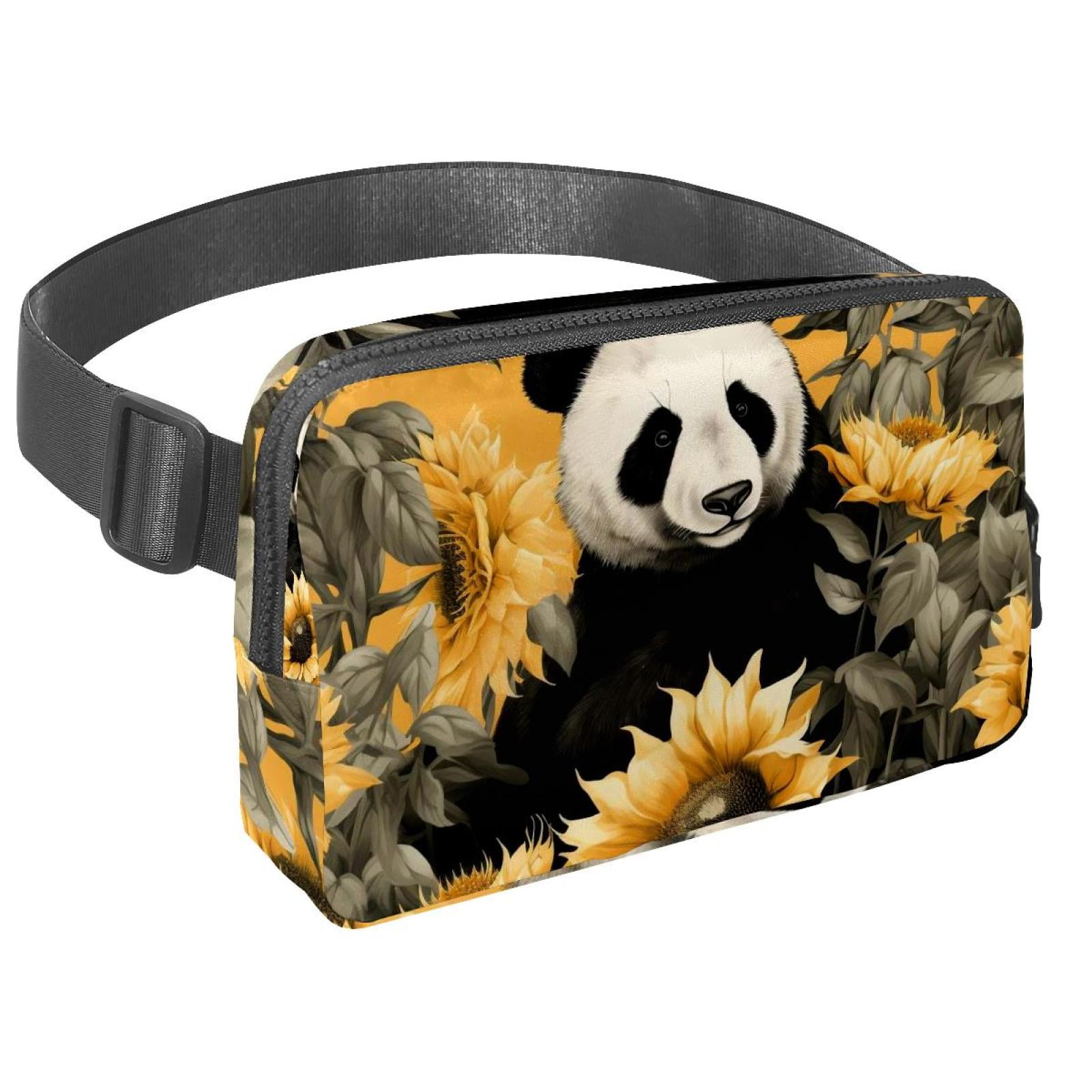 Panda sunflowers Lightweight Adjustable Extension Strap Unisex Fanny Pack Crossbody Bag Waist Packs