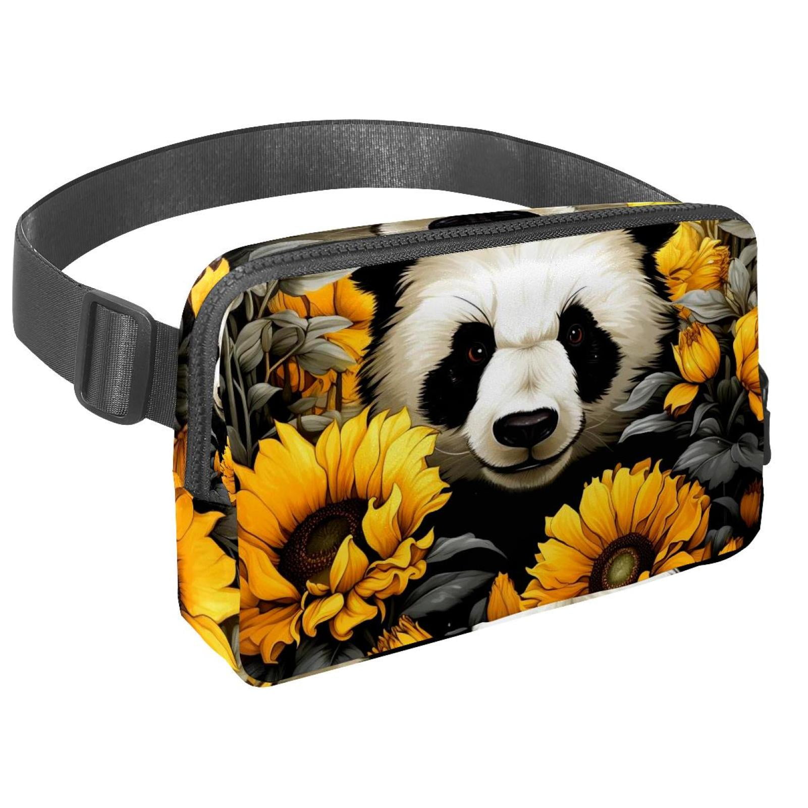 Panda sunflowers Lightweight Adjustable Waist Pack with Extension Strap - Unisex Running Belt Fanny Pack