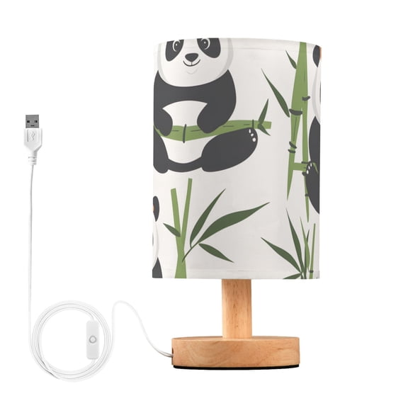 Panda with Branches Leaves Hats Table Lamp with USB Port LED Warm Light Lamp Night Light Home Decor