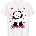 thumbnail image 1 of Panda with Hearts - Valentines Day Women and Girls T-Shirt, 1 of 5