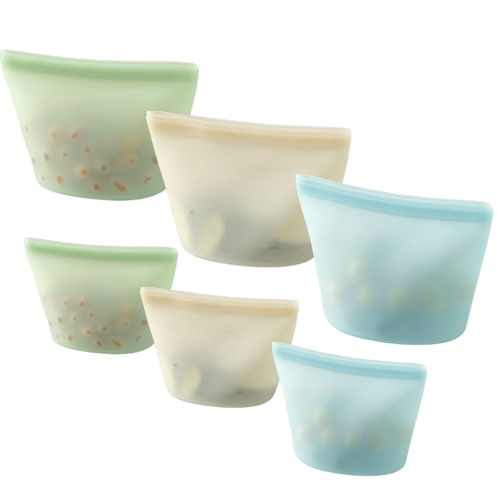 PandaEar 6 Pack Silicone Reusable Ziplock Bags, Emptycolor BPA Free Leakproof Reusable Sandwich Bags, Dishwasher Safe Freezer Bags for Food Storage - Walmart.com