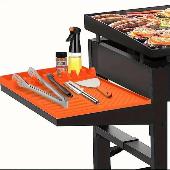 PandaEar Silicone Grill Mat for Blackstone Griddle, Heat Resistant Non-Slip Griddle Mat for Outdoor Grill Cooking, Silicone Spatula Tool Mat for Blackstone Accessories with Drip Pad
