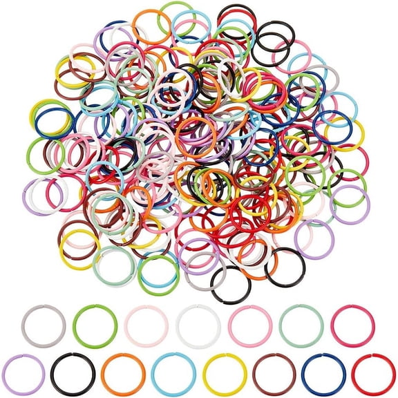 PandaHall 12mm Multicolor 225pc Open Rings 15 Colors, 16 Gauge O Rings, Large for Bracelets, Necklaces, Chain, Choker - DIY Craft