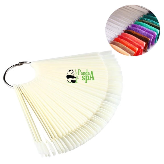 PandaSpa 50pcs Long Fan Shaped False Nail Tips Wheel Color Palette Practice Display Sticks