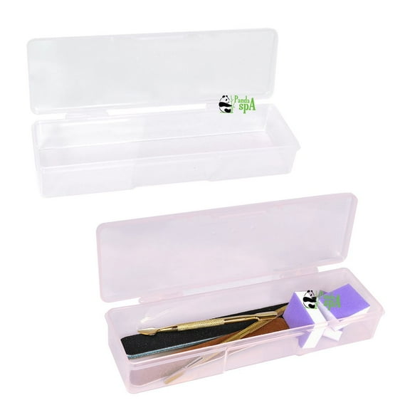 PandaSpa Set of 2 Multifunctional Tool Box for Supplies Storage, Manicurist Nails Pedicure Small size Purple + Clear