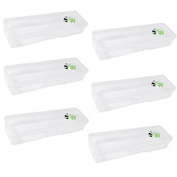 PandaSpa Set of 6 Multifunctional Tool Box for Supplies Storage, Manicurist Nails Pedicure Small size Clear