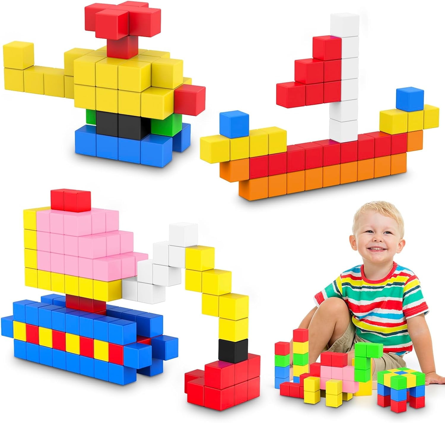 PandaTop 64 Piece Magnetic Cubes for Kids Toys , Magnetic Building Blocks for Boys and Girls Birthday Christmas Gifts , Magnet Toy for Kids 3+ Year Old