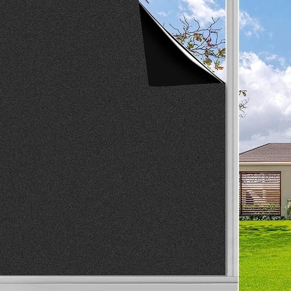 PandaTop Blackout Window Film Privacy Static Cling 100% Light Blocking Room Darkening Window Cover No Glue Black Window Tint for Home and Day Sleeping, 23.6" x 78.7",Black