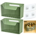 thumbnail image 1 of PandaTop Hanging Kitchen Baskets For Storage, Large Plastic Wall Mount Storage Organizer with Adhesive,Food Pantry Bathroom Shelf Storage No Drilling Wall Mounted Shower Caddy(2 Pack,Green), 1 of 9