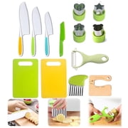 PandaTop Kids Knife Set for Real Cooking, 13 Pcs Kids Kitchen Knife Set, Toddler Cutting Board and Knife set for Gifts Toy for 3 4 5 6 7 8 9 10 Year Old Boys Girls Birthday Christmas