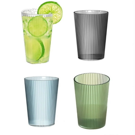 PandaTop Plastic Drinking Glasses (Set of 4), 12oz Plastic Tumblers, Stackable and Unbreakable Clear Plastic Cups, Reusable Water Cups for kitchen, Stackable, BPA-Free, Dishwasher-Safe, 4 Color