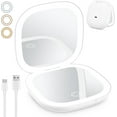 PandaTop Rechargeable Compact Makeup Mirror, LED Lighted Travel Mirror