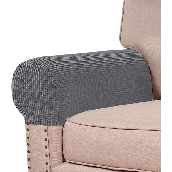 PandaTop Stretch Armrest Covers for Chairs and Sofas Couch Arm Covers for Sofa, Soft Armrest Covers Anti-Slip Furniture Protector Armchair Slipcovers Washable for Recliner Set of 2, Gray