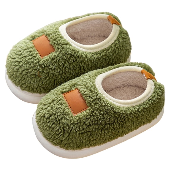 Dakaela 1-11Y Toddler Kids Slippers Boys Girls Memory Foam Indoor House Shoes Non Slip Fuzzy Warm Bedroom Walking Shoes Green