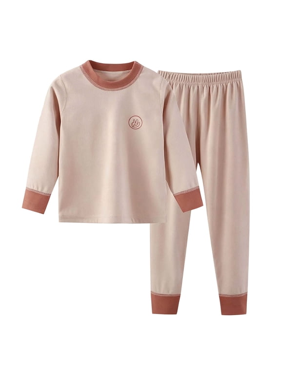 1-14 Years Thermal Underwear for Kids Boys Toddler Thermals Set Fleece Lined Long Johns Base Layer Winter Clothes for Girls Pink,6-7Years