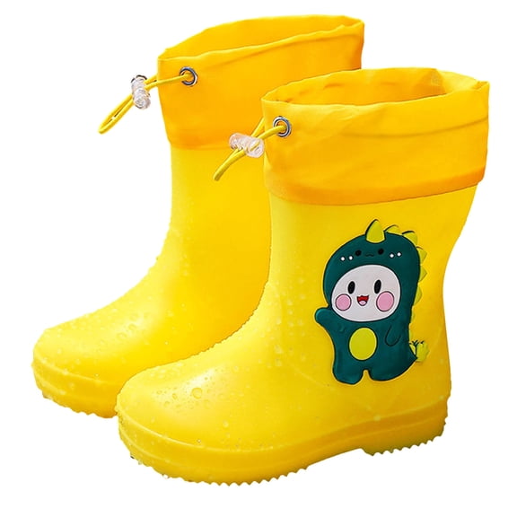 Dakaela 1-7Y Kids Rain Boots Boys Girls Lightweight Waterproof Easy on Rainboots Toddler Rubber Sole Outdoor Cute Garden Shoes Yellow