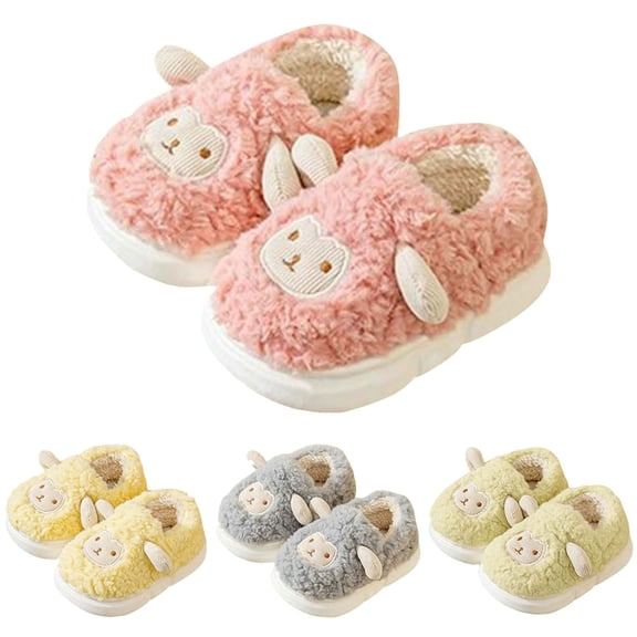 Dakaela 1-8Y Toddler Slippers Boys Girls Kids Cute Animal Fuzzy Plush House Shoes Memory Foam Slip on Indoor Outdoor Walking Shoes Green