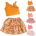 thumbnail image 1 of Pandaie 12M-4Y Baby Girls Outfits Ruffle Off Shoulder Crop Tops Floral 3 Layered Tutu Skirt Dress Set Toddler Summer Beach Casual Clothes Light Pink 12M(9-12 Months), 1 of 6