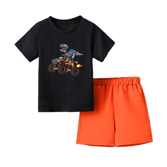 Pandaie 2-8Y Toddler Boy Girl Clothes Kids Short Sleeve T-Shirt and Shorts Summer Outfit 2 Piece Sweatsuit Clothing Set Black 100(2-3 Years)