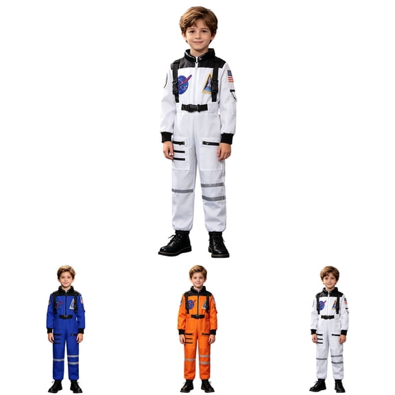 Pandaie 3-12 Years Astronaut Themed Outfit for Kids Space Pilot Toddler Boys Jumpsuit Birthday Gift for Career Day Halloween Party