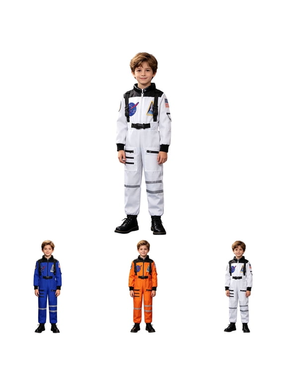 3-12 Years Astronaut Themed Outfit for Kids Space Pilot Toddler Boys Jumpsuit Birthday Gift for Career Day Halloween Party