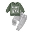 thumbnail image 1 of Pandaie 3M-3Y Toddler Baby Boy Sweatshirt Outfit Mamas Little Man Long Sleeve Shirt Jogger Pants Fall Winter Spring Clothes Set Green, 1 of 7
