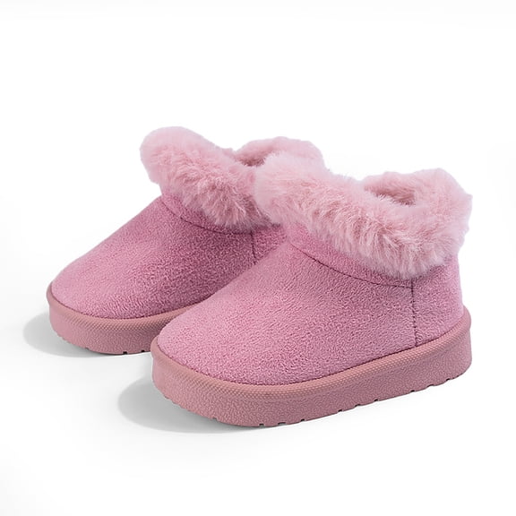 Dakaela 3M-4Y Baby Girls Winter Boots Toddler Fleece Lined Snow Ankle Booties Kid Suede Fashion Non Slip Outdoor Dressy Shoes Pink