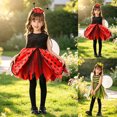 thumbnail image 1 of Pandaie 4-10Y Girls Kids Cute Tulle Dress Set with Headband and Wings Festival Cartoon Dress Up Outfit Red,4-5Years, 1 of 7