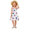 thumbnail image 1 of Pandaie 4th of July Toddler Girl Outfit Smocked USA Dress Sleeveless Tie Strap Dresses Kids Summer Beach Patriotic Clothes 2-3 Years Silver, 1 of 3