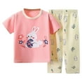 thumbnail image 1 of Pandaie 6M-10Y Baby Boy Girl Pajamas Set Cute Short Sleeve Shirt Pants Sleepwear Casual Loose Loungewear Outfit Clothes Pink 140(9-10 Years), 1 of 4