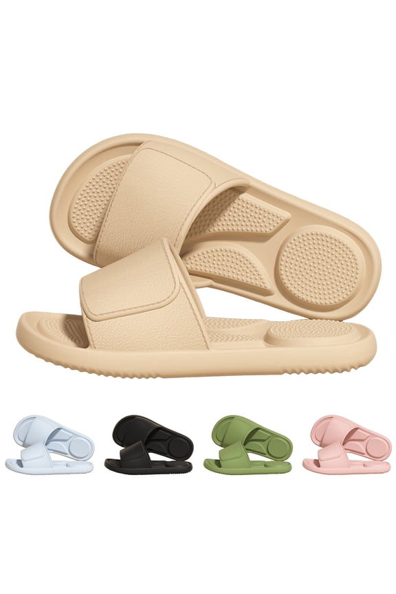 Acupressure Massage Slippers for Women Men Arch Support Non Slip Shower Shoes Pool Beach Bathroom Slides Indoor Outdoor Beige Size 7