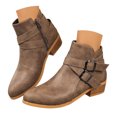 thumbnail image 1 of Pandaie Ankle Boots for Women Comfortable Low Stacked Heel Faux Leather Walking Short Booties Classic Casual Fall Winter Daily Dress Shoes Size 6‑9.5, 1 of 7