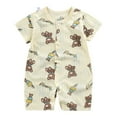 thumbnail image 1 of Pandaie Baby Boy Short Romper Summer Botton Down One Piece Outfit Newborn Cute Jumpsuit Infant Spring Sleepwear Clothes 0-6 Months Beige, 1 of 3