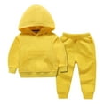 thumbnail image 1 of Pandaie Baby Boy Sweatsuit Outfits Solid Color Hoodie Sweatshirt Sweatpants Toddler Infant Spring Fall Clothes Set Yellow 4-5 Years, 1 of 4