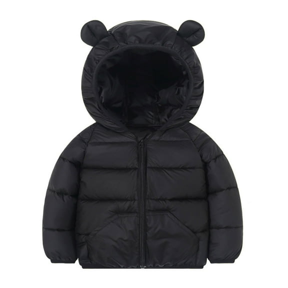 Pandaie Baby Boys Girls Winter Coats Toddler Bear Hoods Down Jacket Infant Fleece Snowsuit Light Puffy Padded Outwear 3T 4T 5T Black 3-4 Years