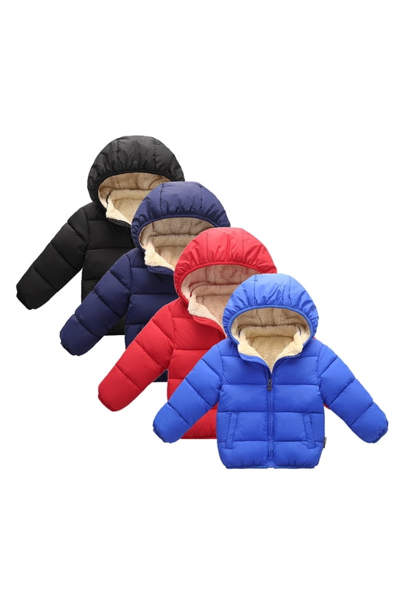 Baby Boys Girls Winter Coats Toddlers Thick Puff Hooded Down Snow Jacket Zip up Fleece Lined Warm Kids Outerwear Black 110(3-4 Years)