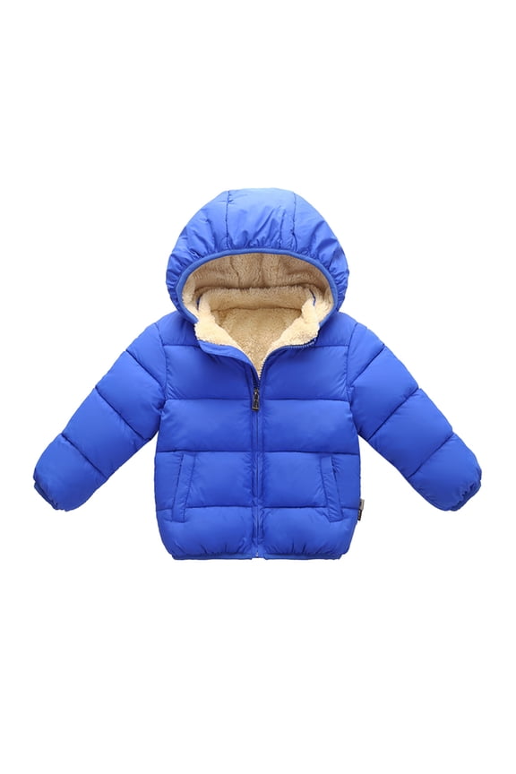 Baby Boys Girls Winter Coats Toddlers Thick Puff Hooded Down Snow Jacket Zip up Fleece Lined Warm Kids Outerwear Blue 110(3-4 Years)