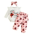 thumbnail image 1 of Pandaie Baby Girl Fall Winter Clothes 0-3 3-6 6-12 12-18 Months Newborn Infant Outfits Ruffle Romper Print Pants Cute Headband Sets White 3-6 Months, 1 of 9