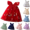 thumbnail image 1 of Pandaie Baby Girl Tulle Dress Flower Butterfly Wing Embroidery Sleeveless Romper Mesh Tutu Skirt Toddler Princess Birthday Party Dresses 18-24 Months Dark Blue, 1 of 8