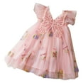 thumbnail image 1 of Pandaie Baby Girl Tulle Dress Flower Butterfly Wing Embroidery Sleeveless Romper Mesh Tutu Skirt Toddler Princess Birthday Party Dresses 3-4 Years Pink, 1 of 8