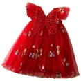 thumbnail image 1 of Pandaie Baby Girl Tulle Dress Flower Butterfly Wing Embroidery Sleeveless Romper Mesh Tutu Skirt Toddler Princess Birthday Party Dresses 6-12 Months Red, 1 of 7