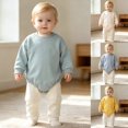 thumbnail image 1 of Pandaie Baby Solid Color Clothes Bubble Romper Newborn Boy Girl Fall Winter Long Sleeve Bodysuit Infant Daily Wear Beige,9-12 Months, 1 of 4