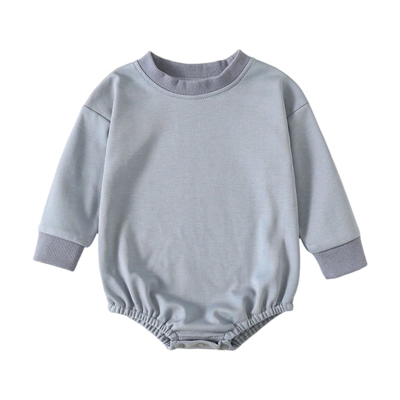 Pandaie Baby Solid Color Clothes Bubble Romper Newborn Boy Girl Fall Winter Long Sleeve Bodysuit Infant Daily Wear Blue,0-3 Months