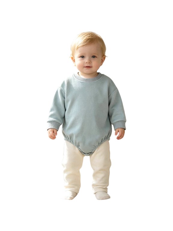 Baby Solid Color Clothes Bubble Romper Newborn Boy Girl Fall Winter Long Sleeve Bodysuit Infant Daily Wear Light Blue,3-6 Months