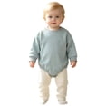 thumbnail image 1 of Pandaie Baby Solid Color Clothes Bubble Romper Newborn Boy Girl Fall Winter Long Sleeve Bodysuit Infant Daily Wear Light Blue,9-12 Months, 1 of 4