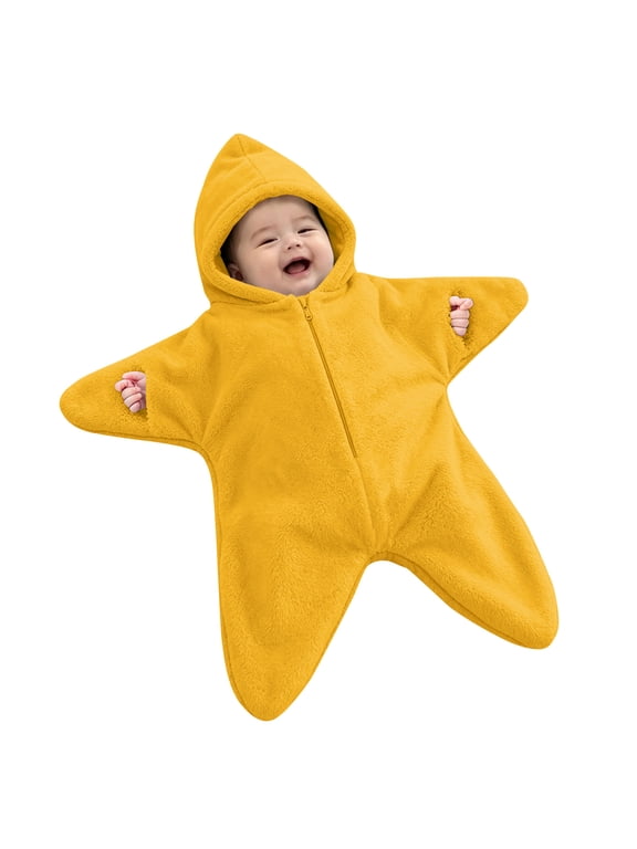 Baby Star Suit Fleece Bunting Romper Infant Halloween Footie Jumpsuit Winter Warm Wearable Blanket Yellow,0-3 Months