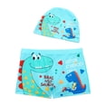 thumbnail image 1 of Pandaie Baby Toddler Boys Swim Trunks Set Rash Guards Dinosaur Swimsuit Shorts Cute Summer Beach Bathing Suit with Hat 4-5 T,Sky Blue, 1 of 4