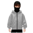 thumbnail image 1 of Pandaie Balaclava Hoodie for Boys Girls Kids Windproof Ski Mask Sports Jacket Oversized Full Zip Sweatshirt with Pockets Light Gray,4-5 Years, 1 of 6